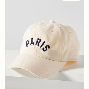 Anthropologie Wanderlust Paris Baseball Cap Ivory and Navy